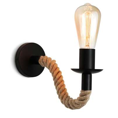 Retro Hemp Rope Wall Lamp, E27 Vintage Wall Light Suitable For Bathroom, Living Room, Corridor, Bedside Decoration Indoor Lighting (Bulb Not Included)