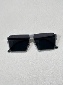 1pc Geometric Frame Business Style Men's Fashion Glasses, Elegant High-End - Silver/Gray - View 4