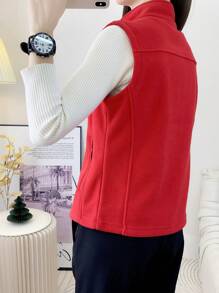 Women's Casual Outdoor Hiking Fleece Vest,Winter - Red - View 2