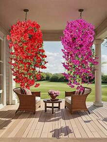 1PC Artificial Flowers Outdoor Silk Morning Glory Simulated Flowers Eucalyptus Leaves, UV Resistant Realistic Hanging Flowers, Wedding Home Office Garden Decoration Birthday Decoration Anniversary Decoration Festival Decoration Graduation Decoration - Multicolor - View 1