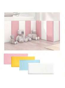 1 件 20X40 厘米 3D 防撞墙贴 - 自粘软包裹装饰板，哑光饰面，现代蓝白条纹，用于床头板保护、卧室和客厅墙壁装饰、电视墙板、现代家居风格、自粘板 - 彩色 - 查看 8