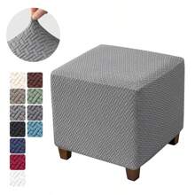 1 pieza Funda de otomana cuadrada de jacquard elástica, antideslizante y duradera para reposapiés, funda todo incluido para taburete, protector de muebles - Multicolor - Ver 16
