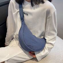 Nylon Crescent Crossbody Bag For Women Men Fanny Pack Small Travel Sling Bag - 黑色 - 查看 10