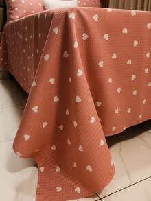Double Bedspread Piquet Heart Printed Bedspread 3 Pieces - Tea Rose - View 3