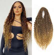 24 Inch 30 Strands Dreadlock Extensions Sets,3 In 1 Mixed Synthetic Dreads Extensions, Black Straight&Curly&Boho Handmade Dreads Hippie Style Dreadlocks For Woman - Multicolor - View 22