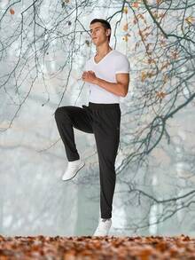 34"/36" Inseam Mens Tall Sweatpants Water Resistant Fleece Lined Pants Men With 3 Pockets Workout Joggers-2025 - 黑色 - 查看 2