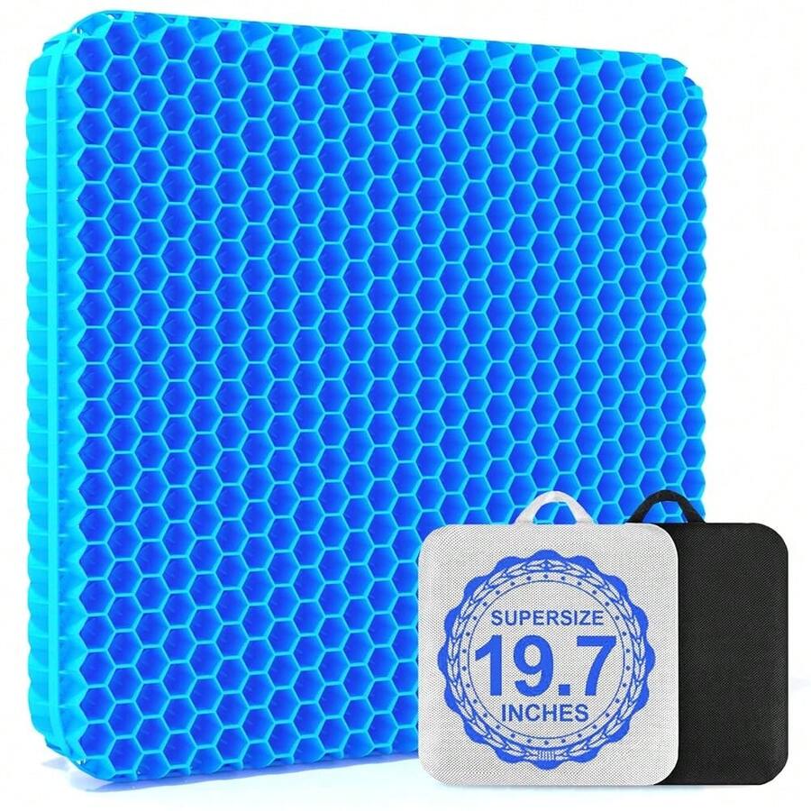 19.7" Gel Seat Cushion, Super Large & Thick Office Chair Cushion For Long Sitting - Back Hip Tailbone Pain Relief Cushion, Egg Seat Cushion Desk Chair Pads For Cars Wheelchair - Fits Up To 350 Lbs-222684 - 藍色XXL最大較厚 - 查看 1