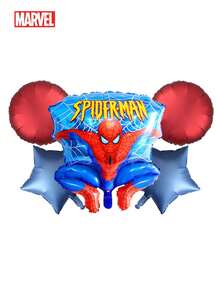 Marvel 5件漫威官方授权蜘蛛侠系列气球套装酷人物圆圈图案星星气球生日派对气球花束装饰品卡通主题拍照背景场景布置室内装饰用品万圣节圣诞节礼物 - 彩色 - 查看 1