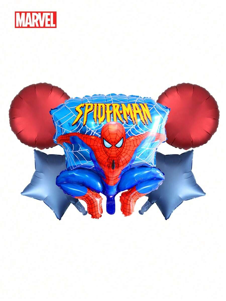 Marvel 5件漫威官方授权蜘蛛侠系列气球套装酷人物圆圈图案星星气球生日派对气球花束装饰品卡通主题拍照背景场景布置室内装饰用品万圣节圣诞节礼物 - 彩色 - 查看 1