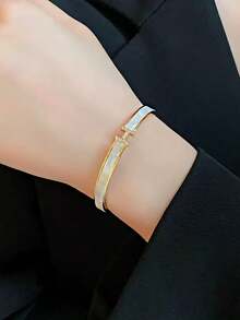 1 pieza Brazalete abridor de cartas de acero inoxidable elegante y de moda, brazalete de lujo para ir al trabajo, nueva joyería de estilo para mujer como regalo de Navidad