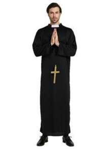 1 pièce Robe de nonne femme pour Halloween, costume de rôle pour fête, représentation théâtrale. Costume de nonne pour femmes, adultes.