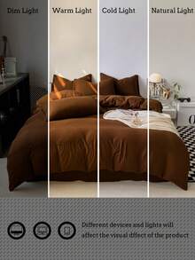 1 Skin-Friendly Soft & Comfortable 3 PiecesDuvet Cover Set (1*Duvet Cover + 2*Pillow Shams), Machine Washable, Suitable For All Seasons, Brown - Rust Brown - View 7