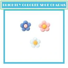 17 pièces Série de fleurs colorées Charms pour sandales DIY, accessoires de décoration de chaussures de qualité premium. Charms populaires, excellent cadeau pour les adolescents, hommes, femmes et adultes