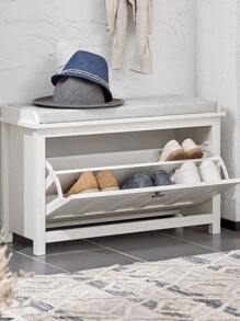 SoBuy Hallway Shoe Bench Shoe Rack Shoe Cabinet With Flip-Drawer And Seat Cushion Vintage White W80 X D30 X H50cm FSR161-W - 白色 - 查看 1