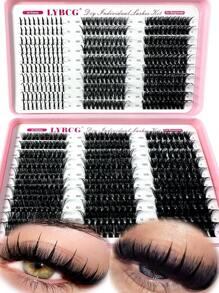 570片装睫毛嫁接套装，俄式睫毛嫁接套装，尖头单根睫毛，3D蓬松睫毛，D卷翘睫毛簇，10-18mm DIY睫毛嫁接，6种款式睫毛簇，尖头单根睫毛，多种自然妆效，尖头/40D/60D/80D/100D可重复使用单段假睫毛，轻盈柔软，DIY睫毛嫁接睫毛簇，睫毛簇，单根睫毛，睫毛，假睫毛