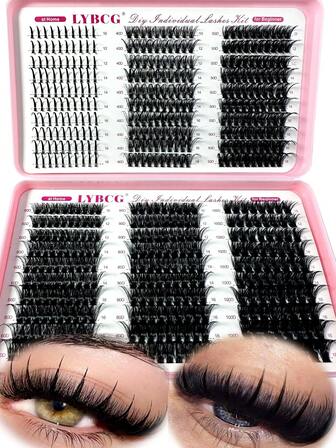 570 piezas Kit de extensión de pestañas, Set de extensión de pestañas rusas, Pestañas individuales con punta, Pestañas esponjosas 3D, Racimos de pestañas con rizo D, Extensión de pestañas DIY de 10-18mm, 6 estilos de racimos de pestañas, Pestañas individuales con punta, Varios efectos de maquillaje natural, Pestañas postizas individuales reutilizables con punta/40D/60D/80D/100D, Ligeras y suaves, Racimos de extensión de pestañas DIY, Racimos de pestañas, Pestañas individuales, Pestañas postizas