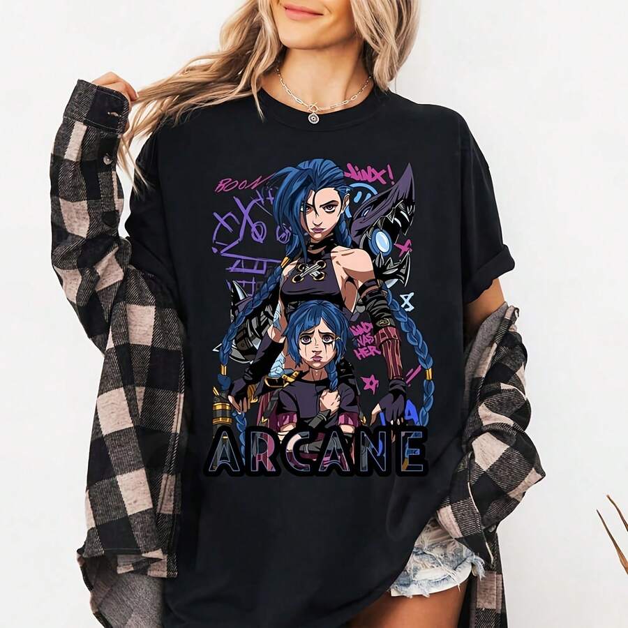 Jinx Arne Shirt, League Of S Anime Lol Shirt8 - 黑色5 - 查看 1