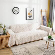 Loveseat Cover Sheet Blanket, Cotton Woven Reversible Anti Slip Cushion Covers 2 Seater Couches With Armrest, Living Room Furniture Decor Slipcovers Protector Pets - 深灰色 - 查看 11