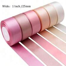 150 Meter 6 Pack grünes Satinband in verschiedenen Uni-Farben für Basteleien, Weihnachten, Geschenkverpackung, Hochzeit, Blumensträuße, Einladungen, Haarschleifen