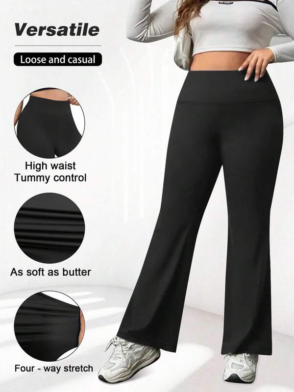 XianBinXiu 1 stuk dames yogabroek met hoge taille en uitlopende pijpen, plus size, hoge stretch, herfst/winter