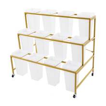 3-Tier Flower Display Stand, Plant Stand Rack, Flower Display Stand With 12 Buckets - Gold+White - View 3