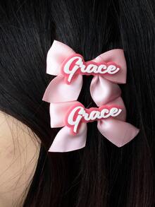 Custom Name Bow Hair Clip, Personalized Hair Accessory, Customizable Hairpin For Birthday Wedding Gift - Style a - View 4