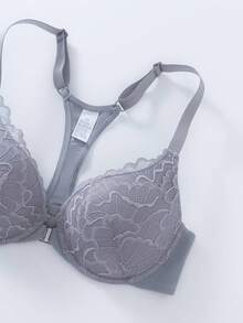 6 件女士蕾丝钢圈聚拢文胸，时尚性感前扣内衣文胸 - 彩色 - 查看 5