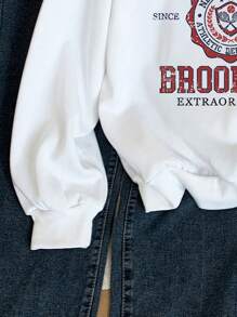 Women's Fall Clothes Brooklyn New York Vintage Pattern Printed Round Neck Sweatshirt - 100% Polyester Fiber 250gsm Heavy Model, Casual Loose Street Style Pullover For Men And Women, Machine Washable Autumn And Winter Warm