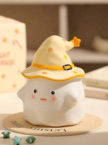 1 件陶瓷可爱幽灵杯带盖，独特新奇杯子，送给女性的礼物