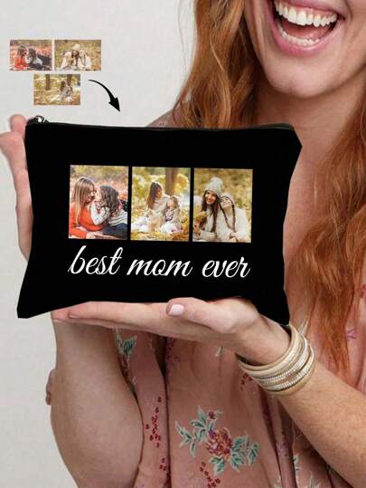 Personalized Custom Name Makeup Bag, Custom Print Tote With Photo Of Family Friend, Unique Design (Photo, Landscape, Illustration), Custom Funny Christmas Gift, Friends Theme Birthday Bridal Shower, Bachelorette Party, School Supplies, For Teacher, For Boys And Girls, For Teenagers, Junior High School Students, Middle School Students, High School Senior High School Students, College Students, University Students, Freshman, Sophomore, Underclassmen