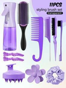 3/4/5/6/7/11pcs Hair Combs Set For Women And Men, Comb Set For Teasing, Edge & Back Brushing,Nine-Row Comb, Spray Bottle For Detangling Brush, Scalp Massager Shampoo Brush,Premium Wide Tooth Comb,Flower Hair Clip,Brush Set For Hair Styling
