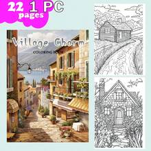 [NEW Village Charm Coloring Book] 1pc Original Coloring Book , 22 Pages Single-Sided Printing, Clear Lines And Exquisite Patterns, Ideal For Relaxation | Perfect Gift For New Year, Valentine's Day, Christmas, Birthdays, School Holidays, Perfect For Adults & Teens & Child - Multicolor - View 2