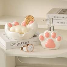 1pc Cartoon Hand Wash Bottle, Bathroom Empty Bottle, High-Quality Ceramic Refillable Dispenser Bottle