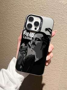 1 件眨眼男人肖像拼色图案印花时尚英文字母防摔手机壳，适用于 iPhone11/12/13/14/15/16/16PRO/16PROMAX - 彩色 - 查看 1