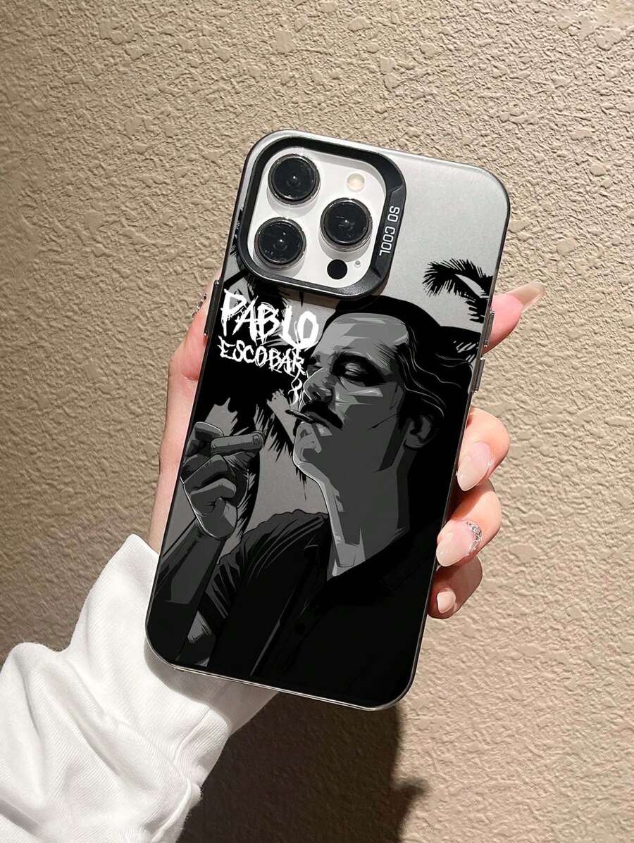 1 件眨眼男人肖像拼色图案印花时尚英文字母防摔手机壳，适用于 iPhone11/12/13/14/15/16/16PRO/16PROMAX - 彩色 - 查看 1