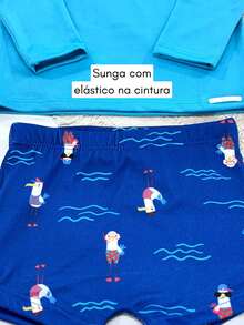 Boys' Beach Set UV 50+ Sun Protection Swimming Pool Top + Children's Lined Trunks - 藍色海鷗 - 查看 6