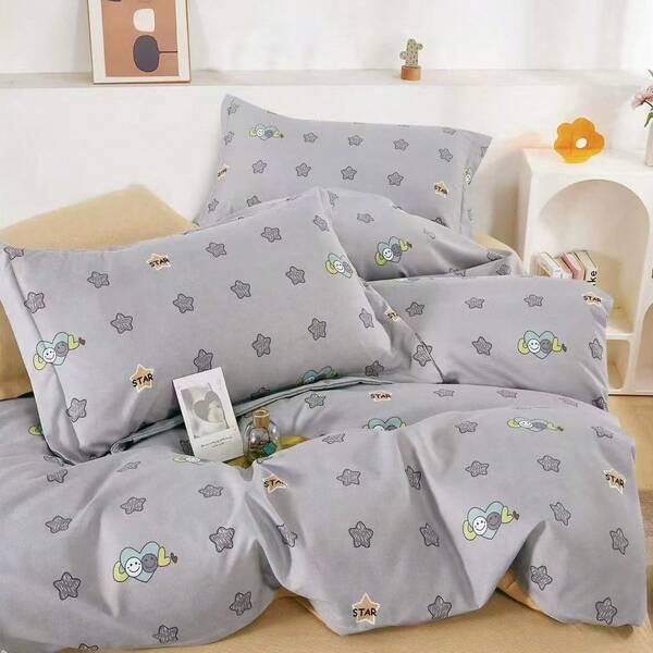 Juego de sábanas, el juego de sábanas incluye 1 funda de edredón, 1 sábana de cama, 2 fundas de almohada impresas, ropa de cama de cuatro piezas