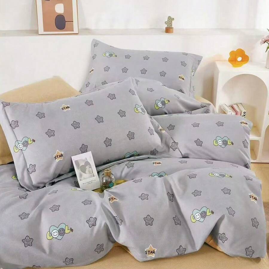 Juego de sábanas, el juego de sábanas incluye 1 funda de edredón, 1 sábana de cama, 2 fundas de almohada impresas, ropa de cama de cuatro piezas - SJT261 - Ver 1