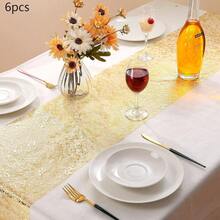 2/6pcs Gold Metallic Mesh Table Runner 11 X 108 Inches, Suitable For Wedding, Party, Home, Banquet, Outdoor, Celebration, Christmas - Multicolor - View 10