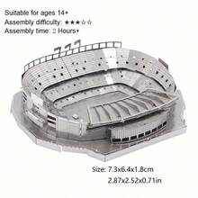 Modelo de Montagem Metálica 3D, Quebra-cabeça de Fivela de Aço Inoxidável DIY, Modelo de Arquitetura, Sem Necessidade de Cola, Presente de Aniversário, Ornamento Decorativo, Panteão, Carrossel, Roda-gigante, Campo de Futebol, Jardim de Suzhou