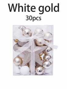 30 件/盒圣诞球树顶装饰星形礼品套装 - 彩色防碎塑料装饰球，适用于圣诞树装饰、节日派对和婚礼装饰、圣诞节、生日礼物