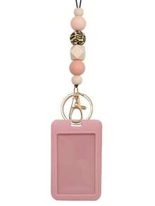 1 件教师挂绳，用于身份徽章，带钥匙扣的串珠挂绳，硅胶豹纹串珠钥匙扣挂绳，适合学生、教师、护士、教师感谢礼物，是送给医生、护士、工人的情人节礼物