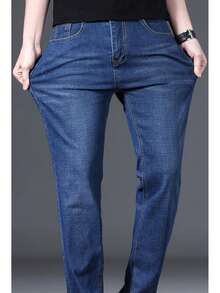 Jeans de diseño clásico sueltos para hombres, Jeans Básicos de Trabajo, Jeans para Hombre,Men's Classic Regular Jean, Jean de Corte Holgado, Diseño Clásico Y Chic Para Negocios - Azul - Ver 5