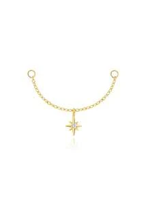 1 件双链 925 纯银耳环女士复古耳环配饰礼物送给她婚礼派对返校季 - 金色 - 查看 16