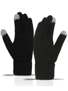 Conjunto unisex de gorro tejido con forro térmico, cuello, bufanda y guantes para otoño/invierno, resistente al viento y cálido para atuendos de invierno juveniles esponjosos