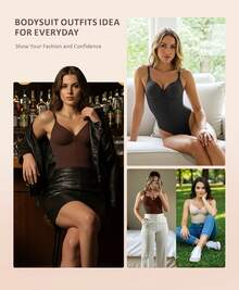 Feelingirl Summer Sling Sleeveless Shapewear Bodysuit For Women Tummy Trimmer Control Slimming Thong - 棕色 - 查看 5