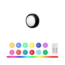 1/3/6pcs Convenient Stick On Puck Lights With Remote Control, Battery Operated LED Push Light Wireless, 12 Color RGB - For Closet, Bedroom Wall, Under Cabinet, Battery Powered Puck Lights. - Multicolor - View 14