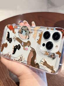 1pc Sausage Dog Pattern Transparent TPU Full Body Shockproof Anti-Fingerprint Phone Case Compatible With IPhone - Multicolor - View 2