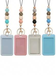 1 件教师挂绳，用于身份徽章，带钥匙扣的串珠挂绳，硅胶豹纹串珠钥匙扣挂绳，适合学生、教师、护士、教师感谢礼物，是送给医生、护士、工人的情人节礼物