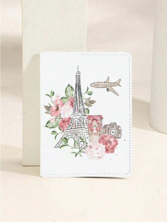 1pc Paris Eiffel Tower Pattern PU Leather Passport Holder, Unisex ID/Bank Card Protector Cover